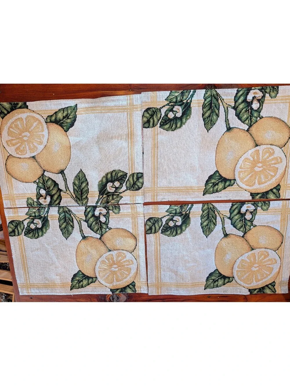 Set of Four Lemon Patterned Table Placemats